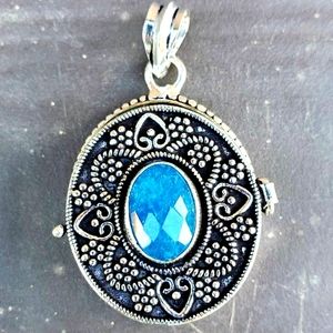 New Blue Chalcedony 925 Silver Poison Pendant.